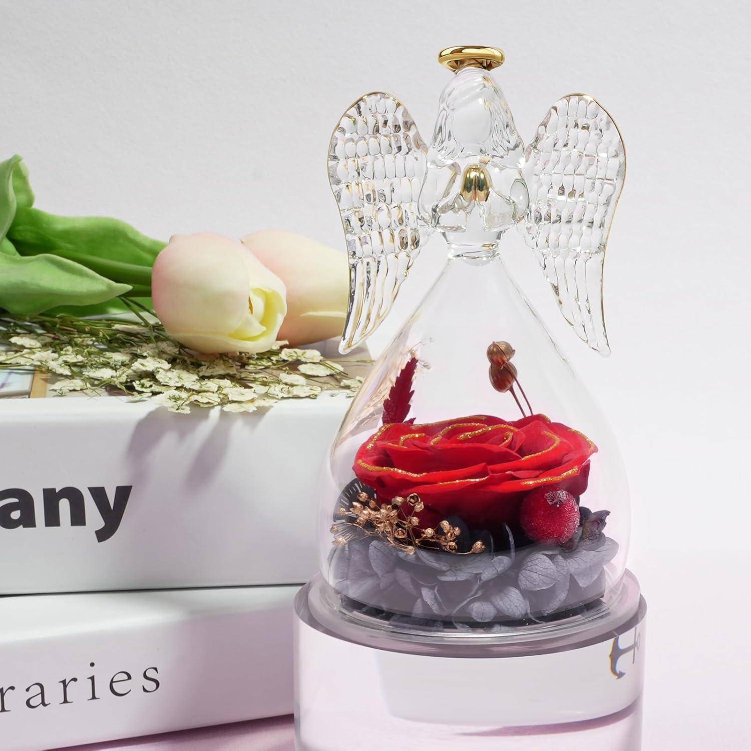 Ewige Rose Engel Geschenke für Frauen Mutter Rot Vergoldet