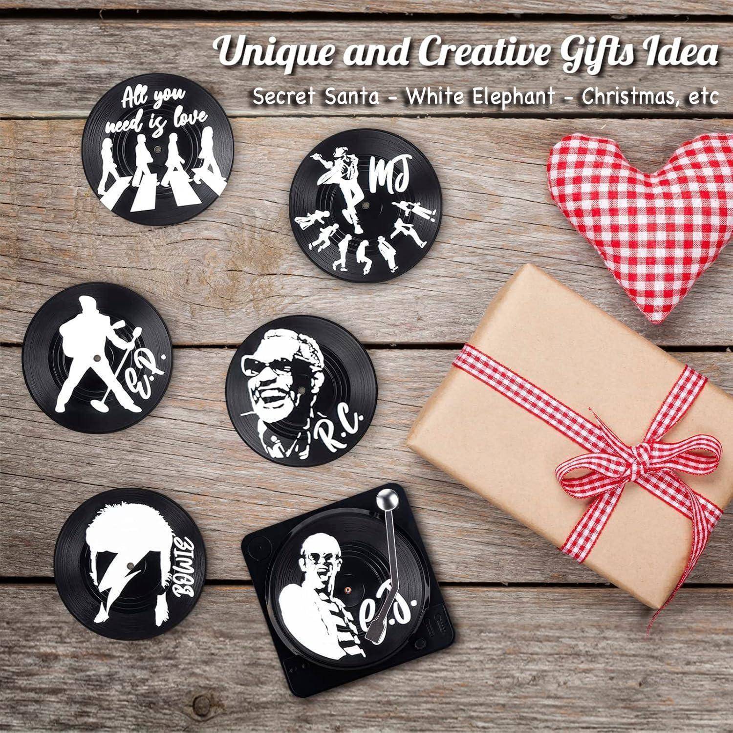Retro Vinyl Schallplatte Untersetzer 6er Set mit Geschenk Box