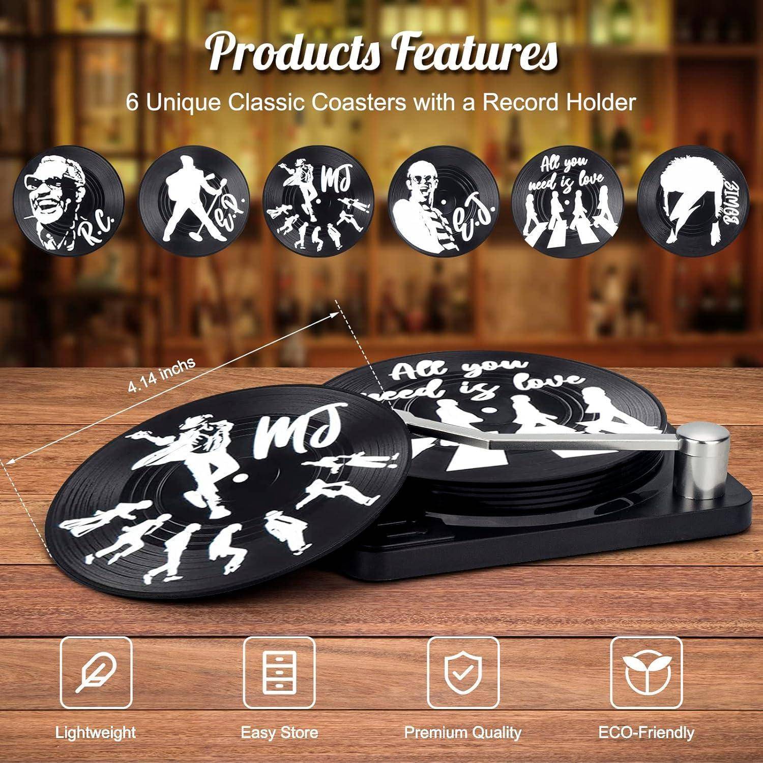 Retro Vinyl Schallplatte Untersetzer 6er Set mit Geschenk Box