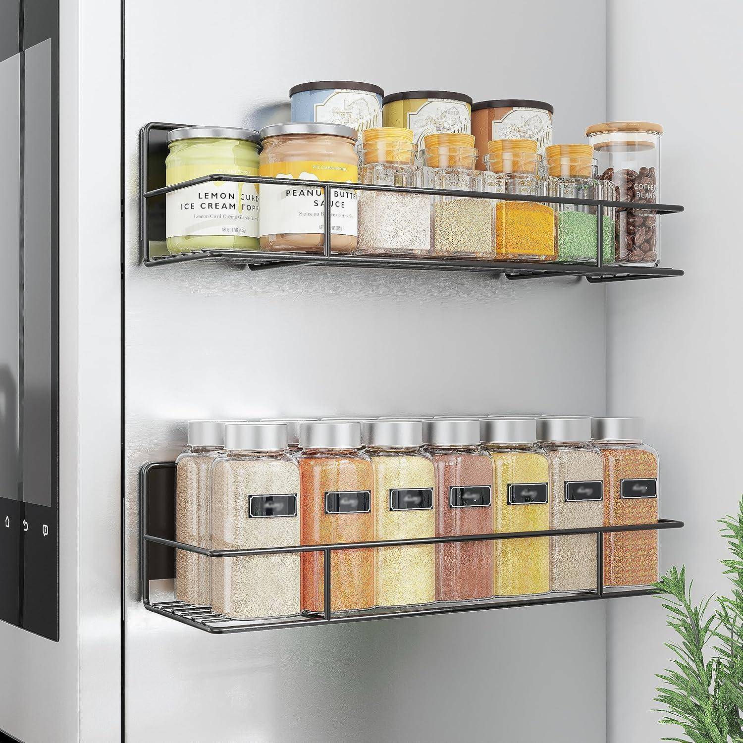 Gewürzregal Magnetisch für Kühlschrank ohne Bohren - Schwarz