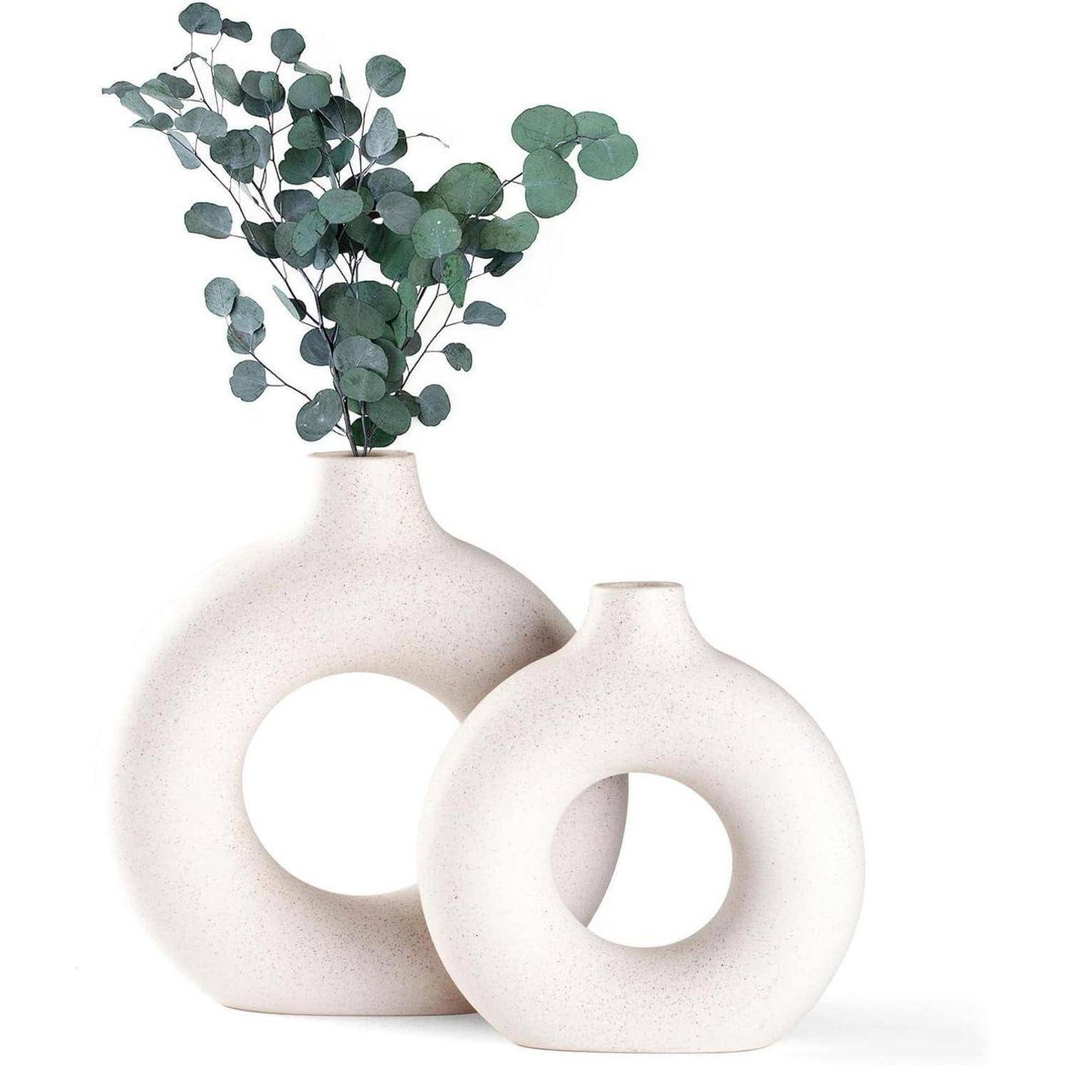 Vasen Pampasgras Keramik Deko Blumen Wohnkultur M+S Beige