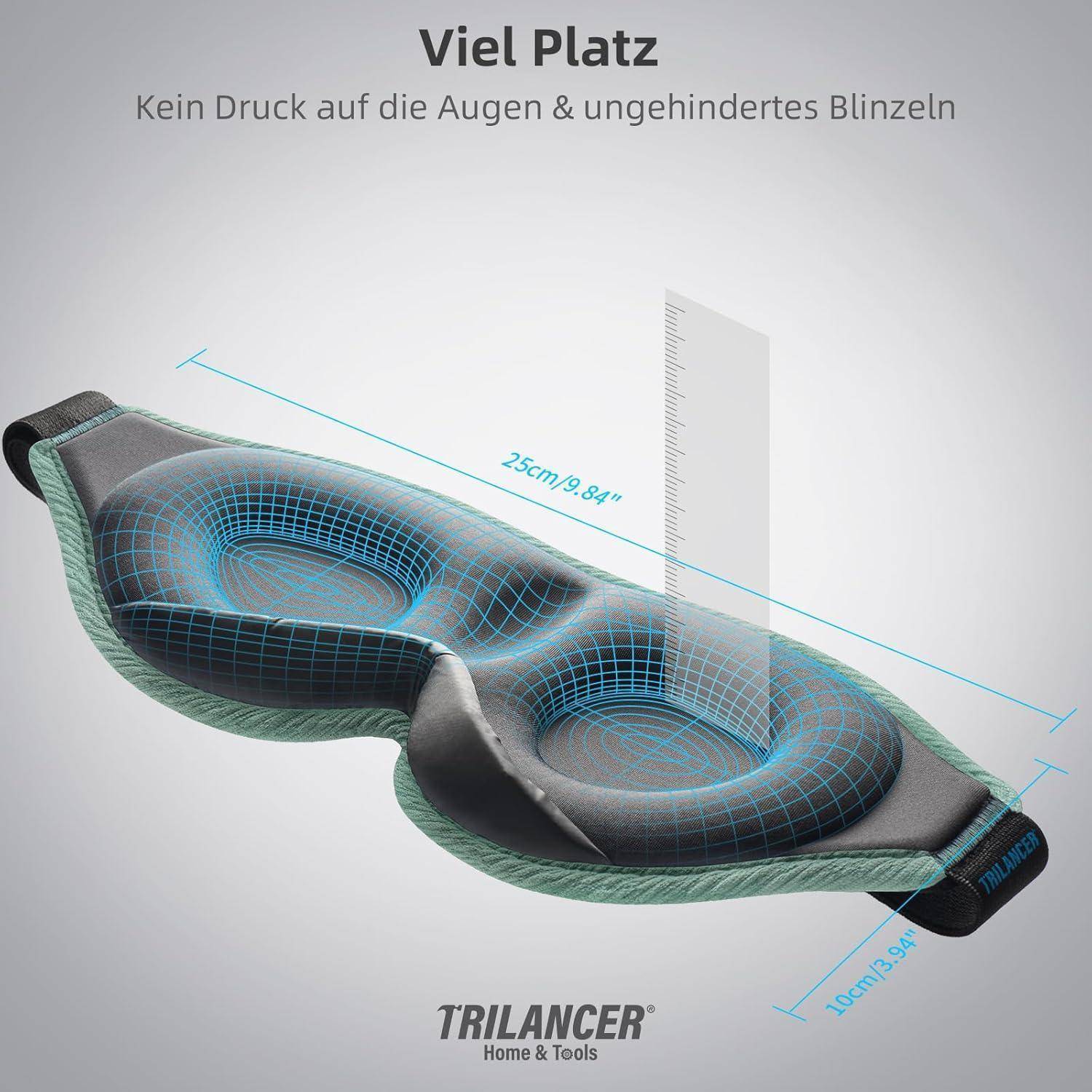 Schlafmaske lichtblockierend Ohrstöpsel Herren Damen See-grün