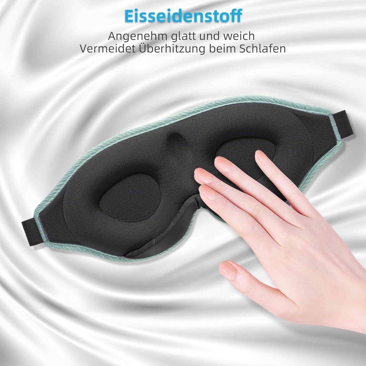 Schlafmaske lichtblockierend Ohrstöpsel Herren Damen See-grün