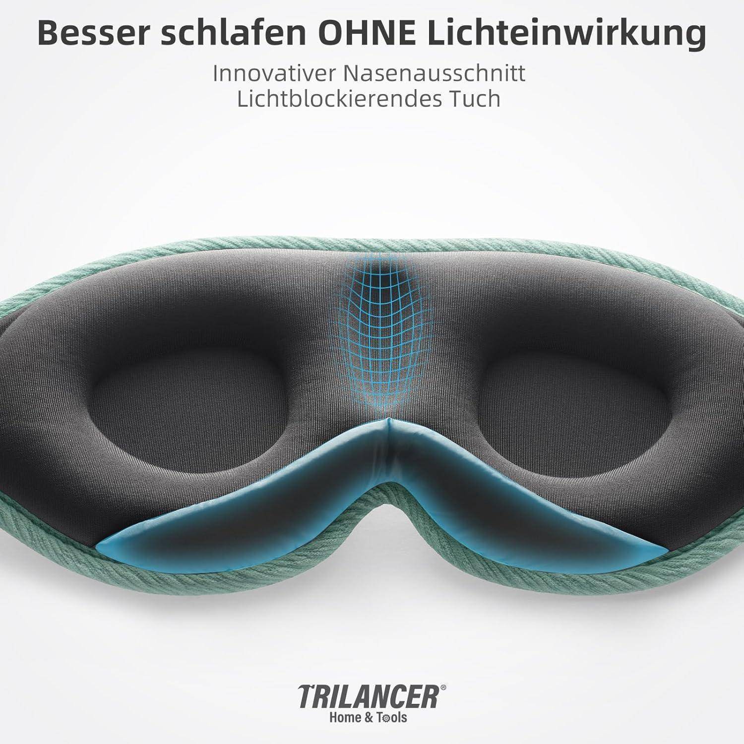 Schlafmaske lichtblockierend Ohrstöpsel Herren Damen See-grün