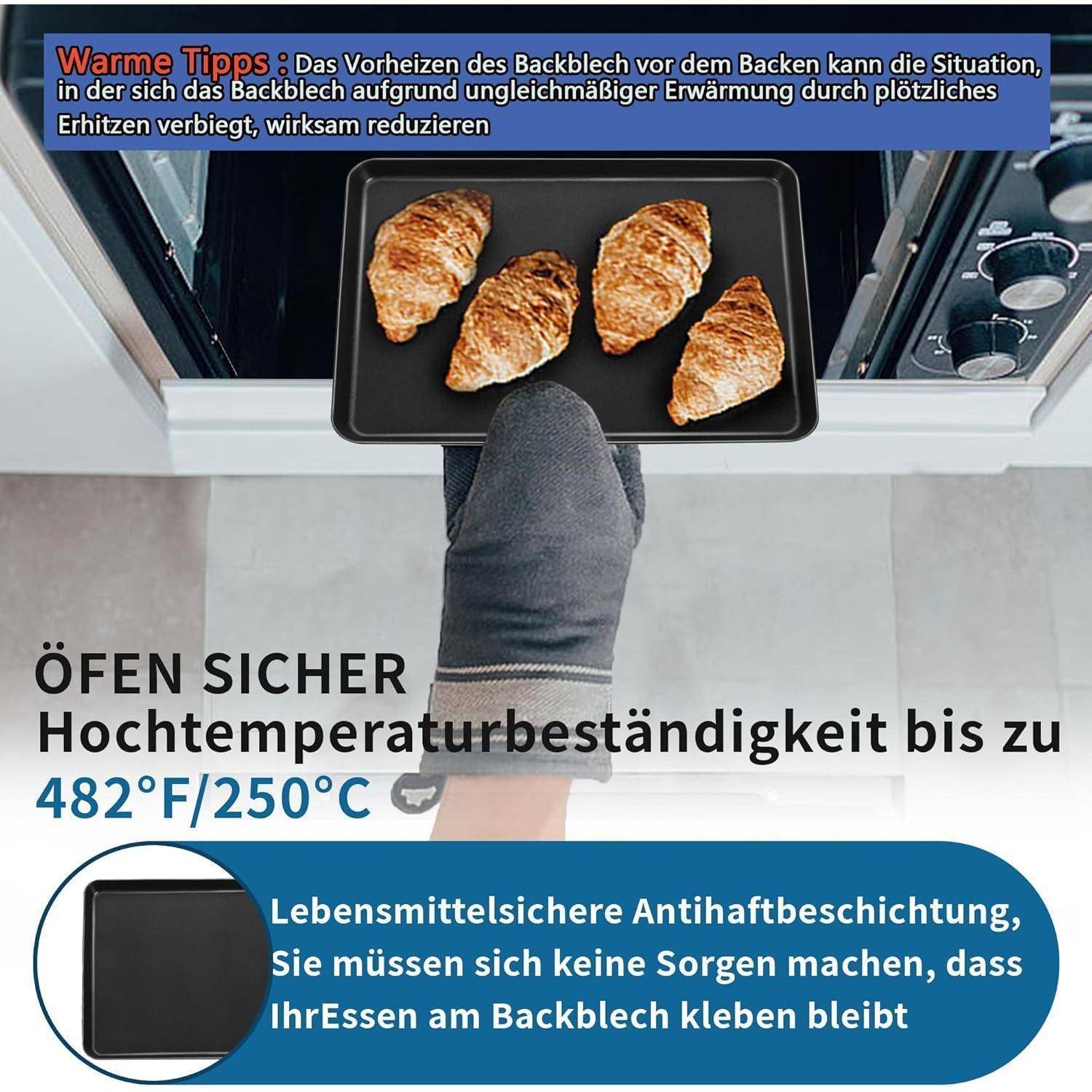 Backblech Antihaft Karbonstahl Set 26,5x20,5cm Rostfrei 2 26*20*2,5cm