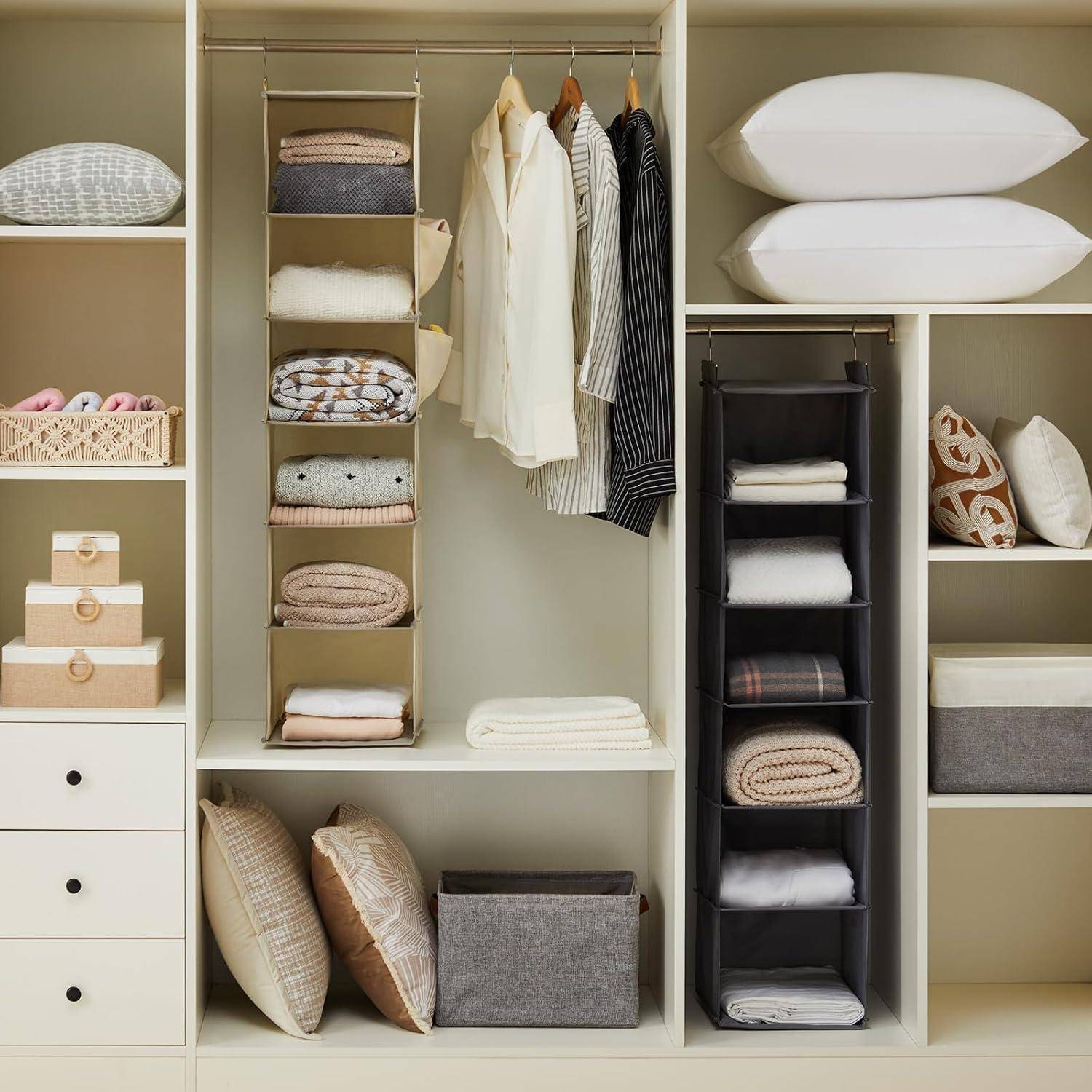 Schrankorganizer Kleiderschrank 6 Fächer MDF Platten 6 Fächer Beige