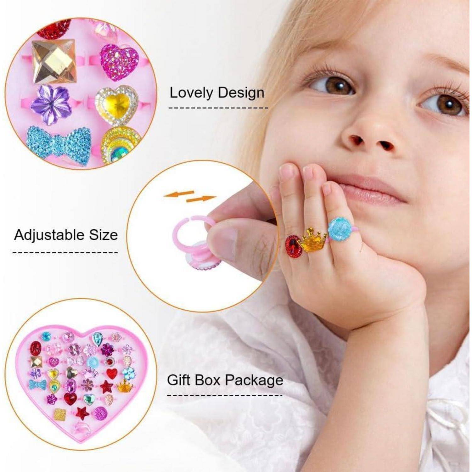 Kinderringe 36 Einstellbar Mädchen Jungen Party 36 Stück Strass Stil