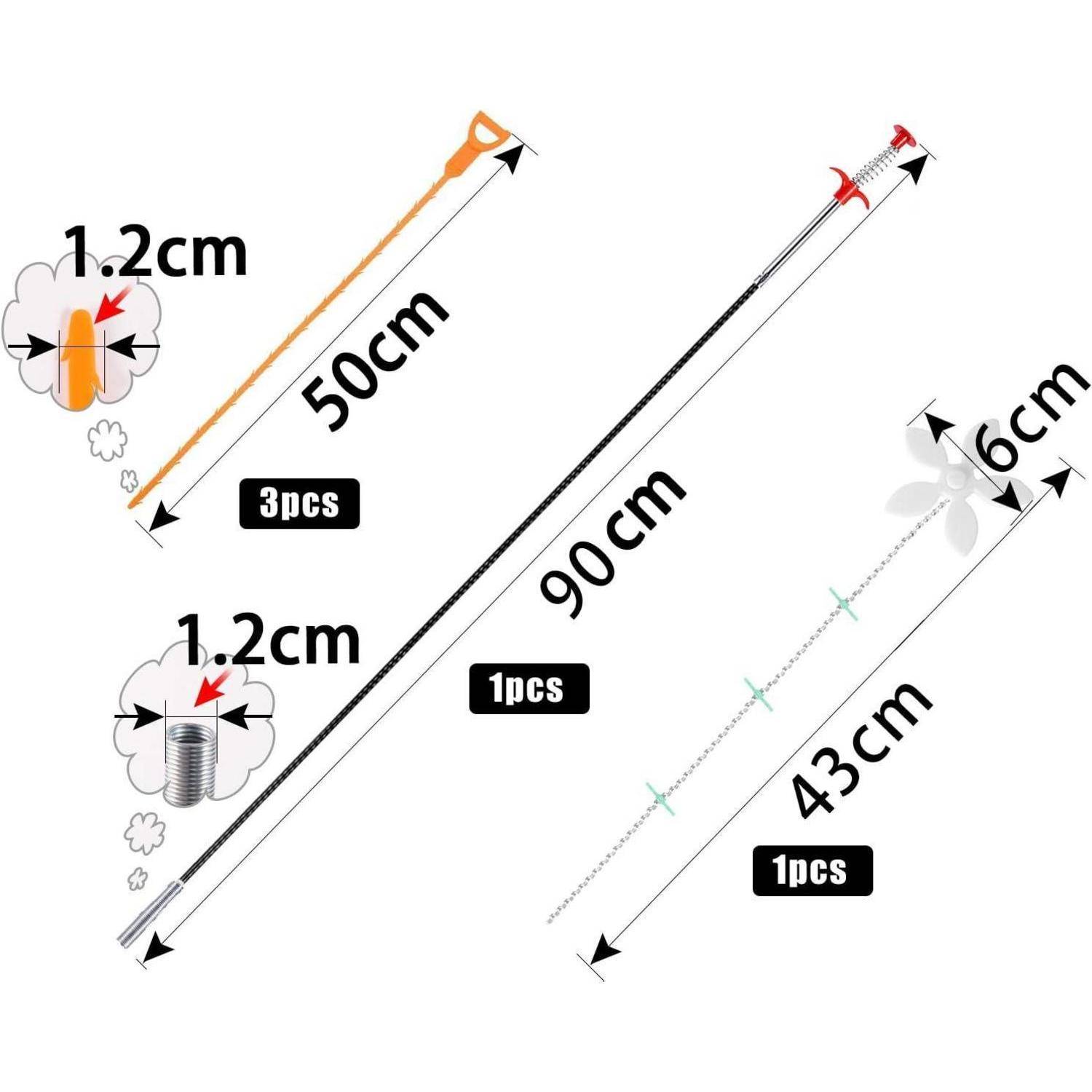Rohrreinigungsspirale Abflussreiniger Spülbecken 5 Stück 1m-5Pcs