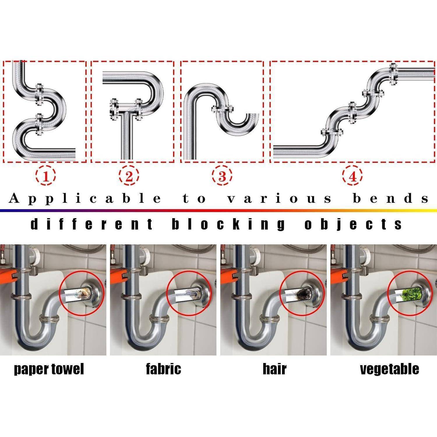 Rohrreinigungsspirale Abflussreiniger Spülbecken 5 Stück 1m-5Pcs