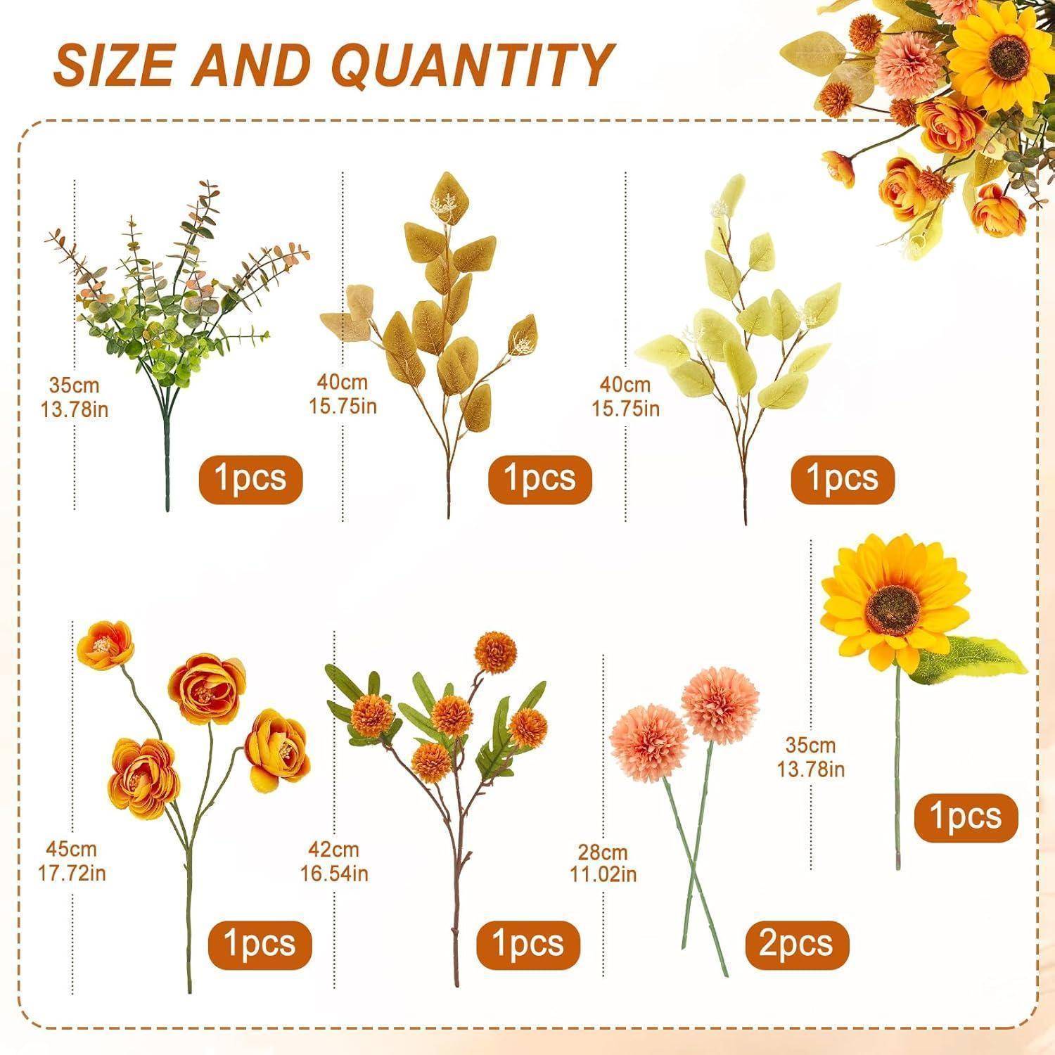Kunstblumen Herbststrauß Sonnenblumen Tischdeko 32CM Gelb Rosa 1