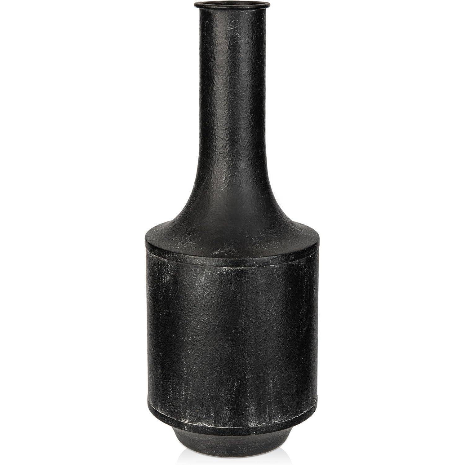 Vasen Groß Vintage Metall Rustikal Blumenvase Shabby Chic Schwarz