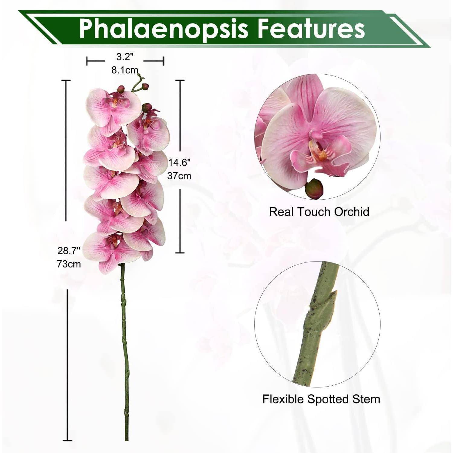 Kunstblume Orchideenzweig Phalenopsis Kunstzweig Blüten Rosa 2 PCS