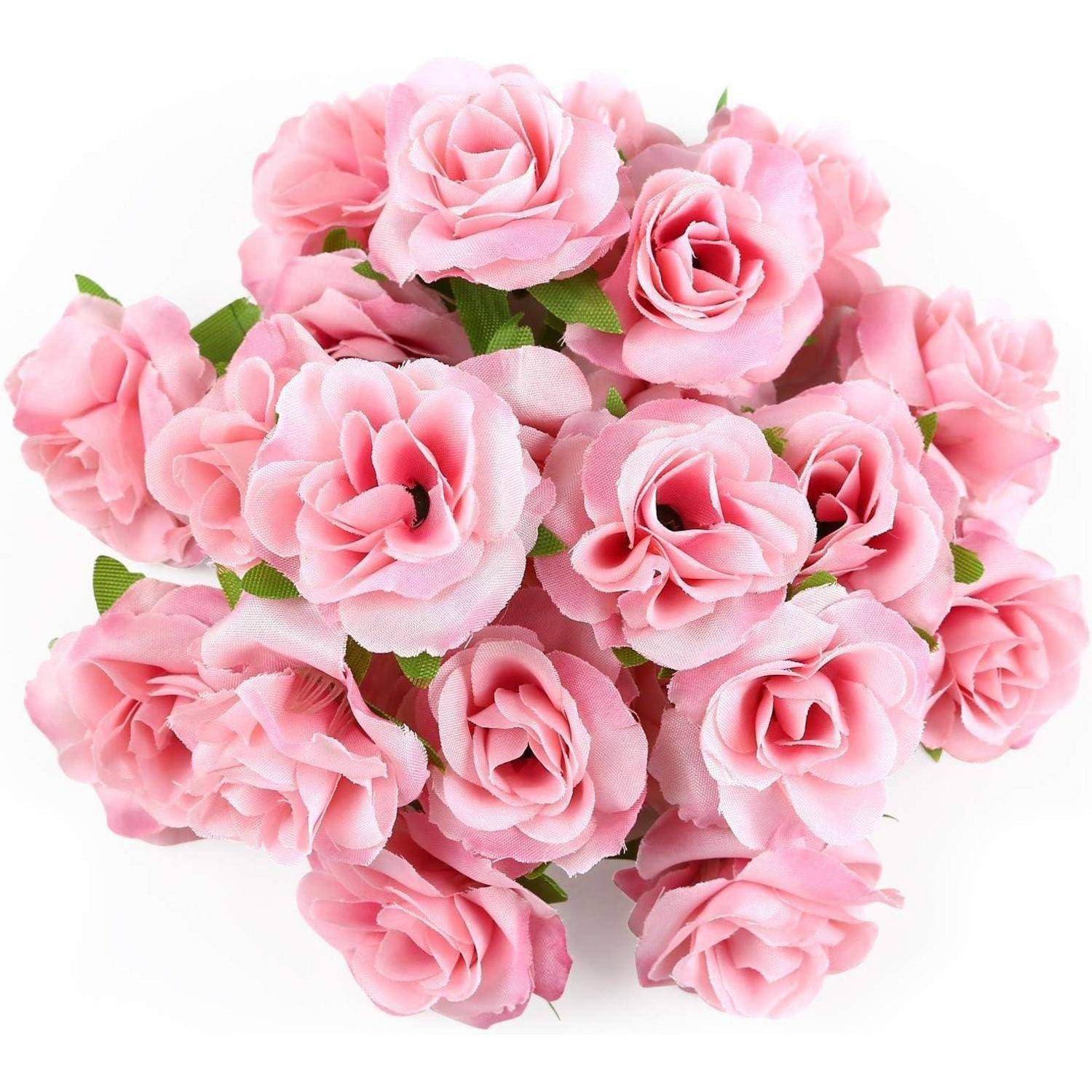 Blumenköpfe künstliche 50x Rosen Hochzeit Deko 4cm rosa Set 6 4 cm