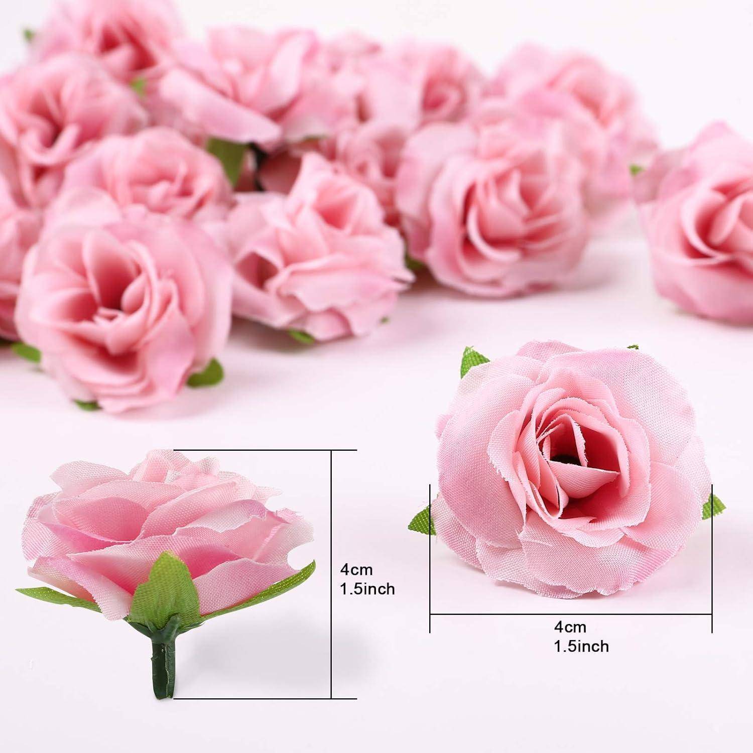 Blumenköpfe künstliche 50x Rosen Hochzeit Deko 4cm rosa Set 6 4 cm