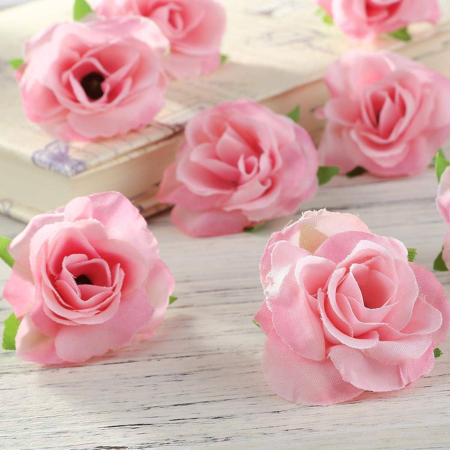 Blumenköpfe künstliche 50x Rosen Hochzeit Deko 4cm rosa Set 6 4 cm