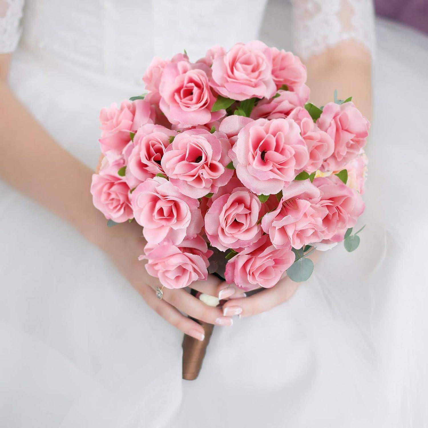 Blumenköpfe künstliche 50x Rosen Hochzeit Deko 4cm rosa Set 6 4 cm