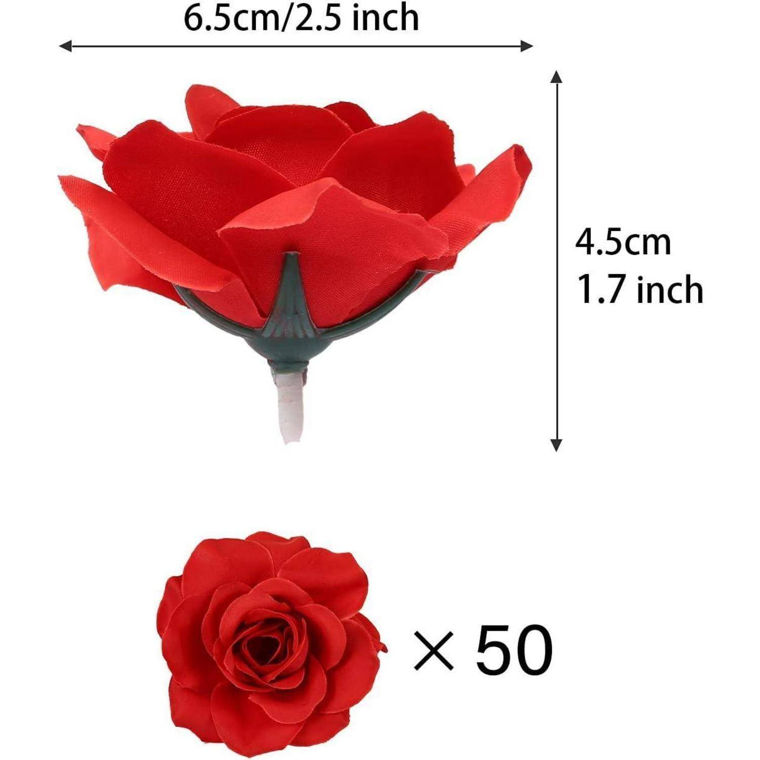 Blumenköpfe Rosen Hochzeit Party Deko DIY Rot 50 Set 10 6 cm