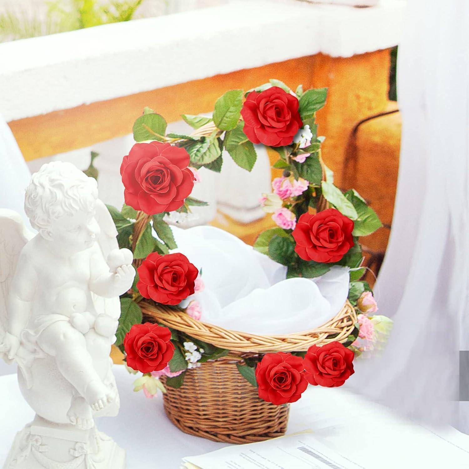 Blumenköpfe Rosen Hochzeit Party Deko DIY Rot 50 Set 10 6 cm