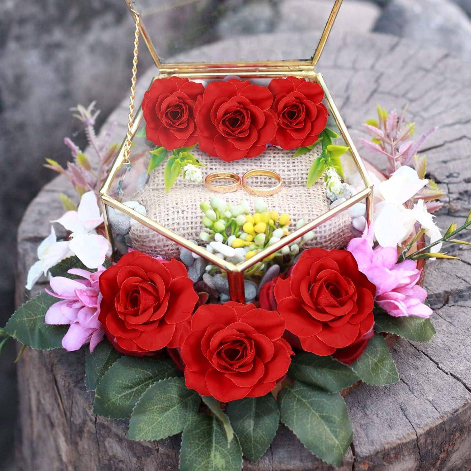 Blumenköpfe Rosen Hochzeit Party Deko DIY Rot 50 Set 10 6 cm