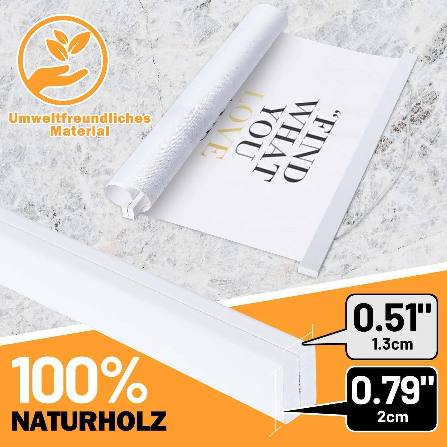 Leinwanddruck auf gerolltem weißem Papier mit Text 