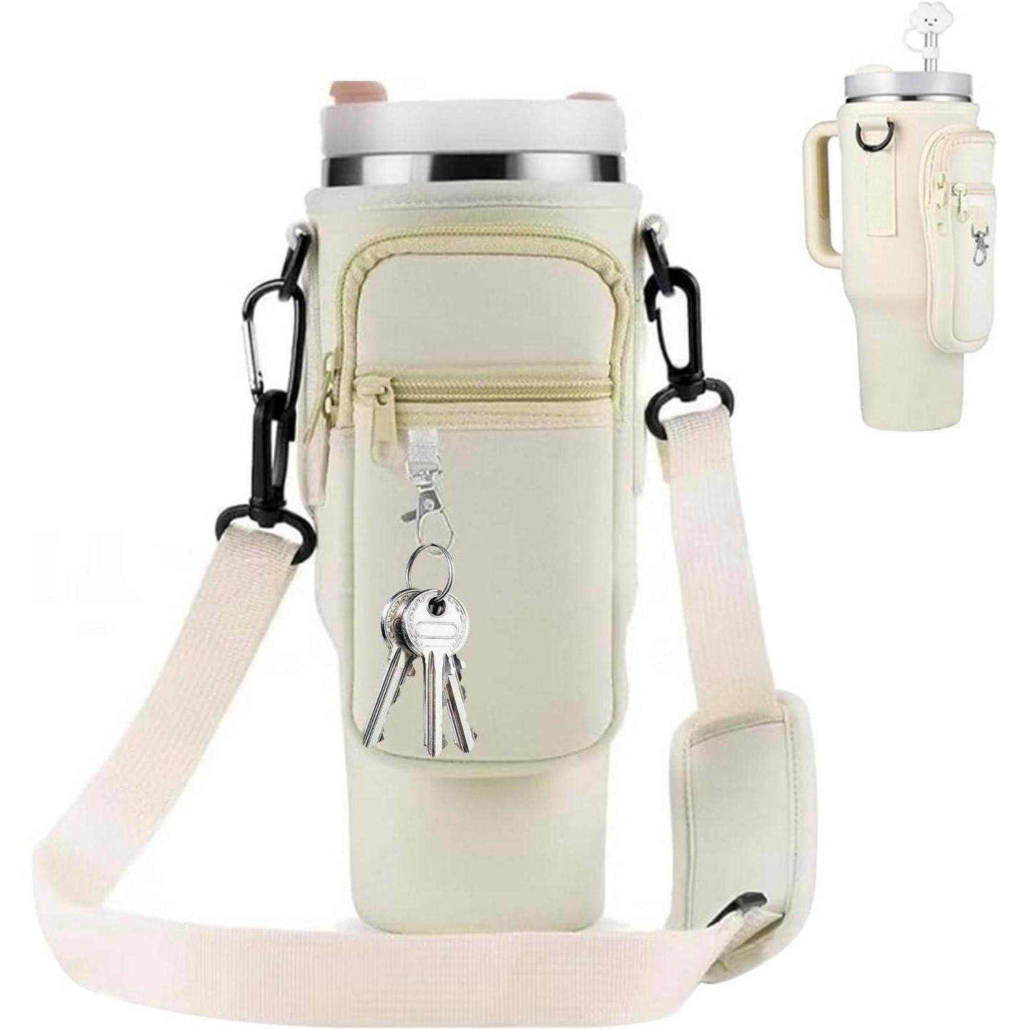 Tragetasche 40oz Cup Schultergurt Schlüsselanhänger Cremeweiß