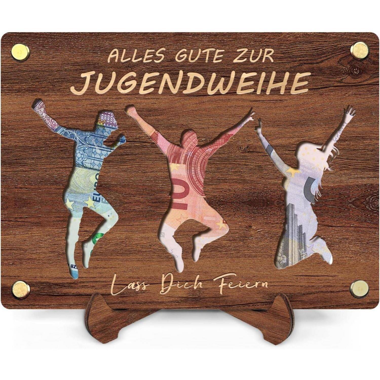 Geldgeschenk Holz Ständer Verpackung Alles Gute zur Jugendweihe