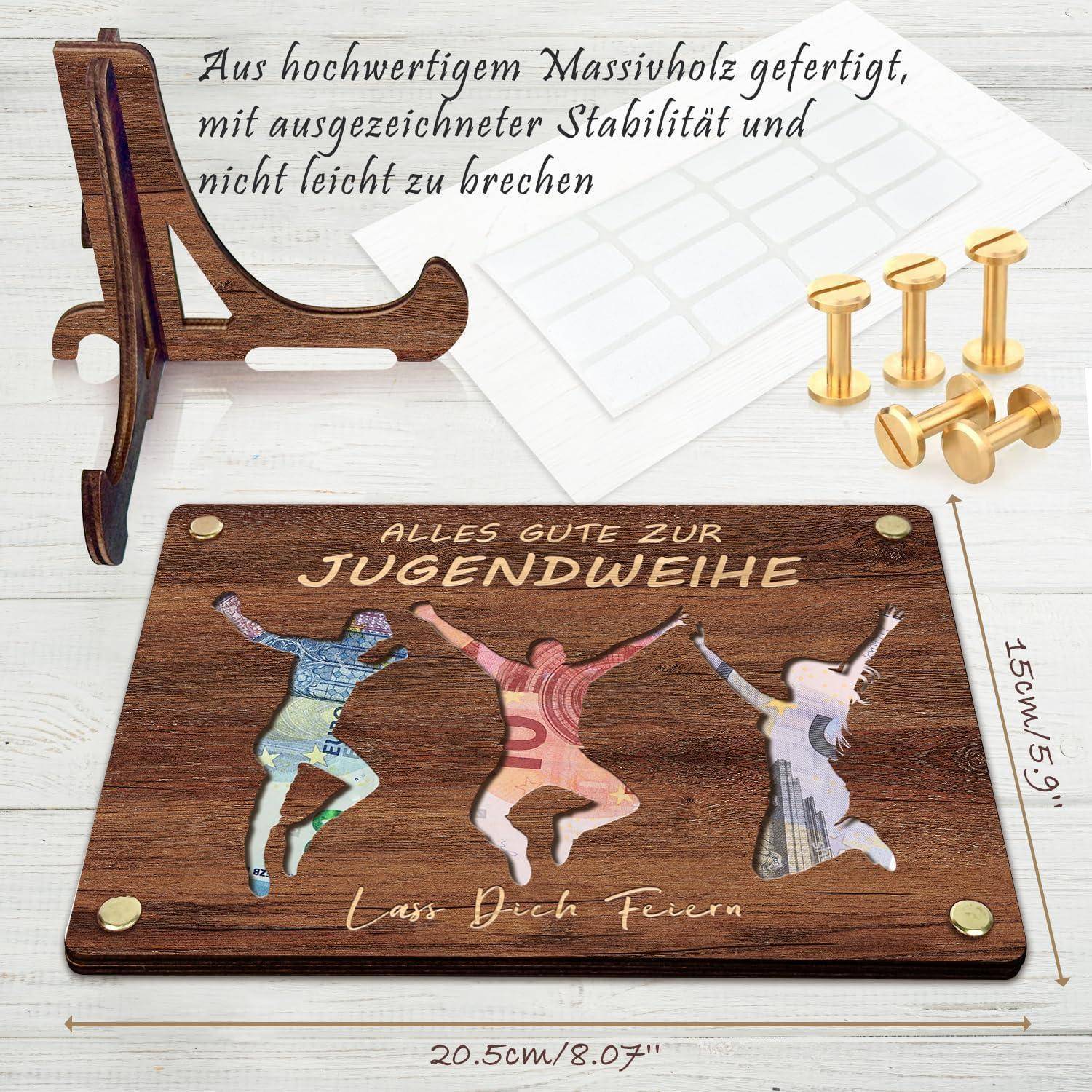 Geldgeschenk Holz Ständer Verpackung Alles Gute zur Jugendweihe