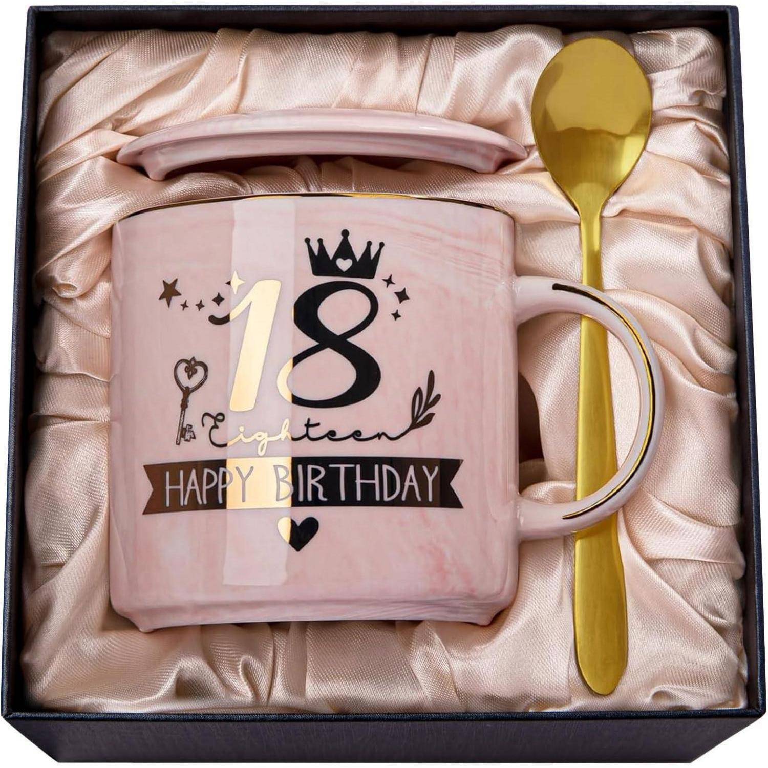Kaffeetasse 14 Unzen Golddruck 18. Rosa Geschenk Zum 18. Geburtstag