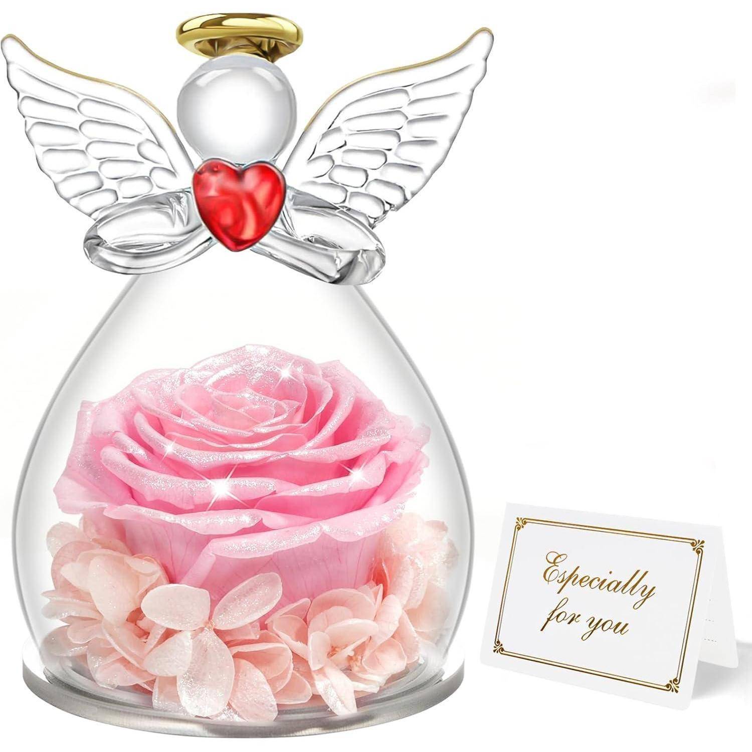 Figur Ewige Rose Schutzengel Geschenk Mama Freundin Glänzendes Pulver