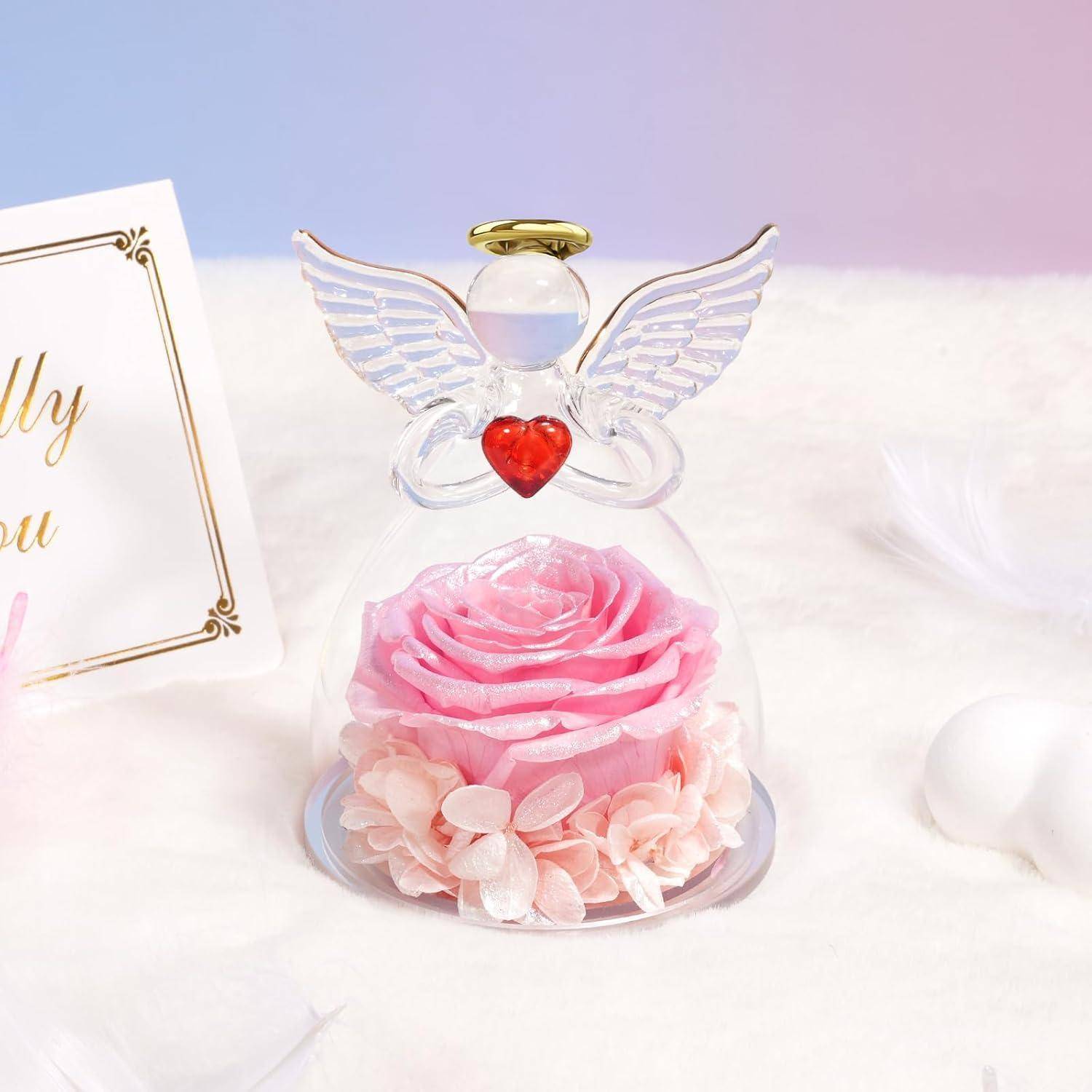 Figur Ewige Rose Schutzengel Geschenk Mama Freundin Glänzendes Pulver