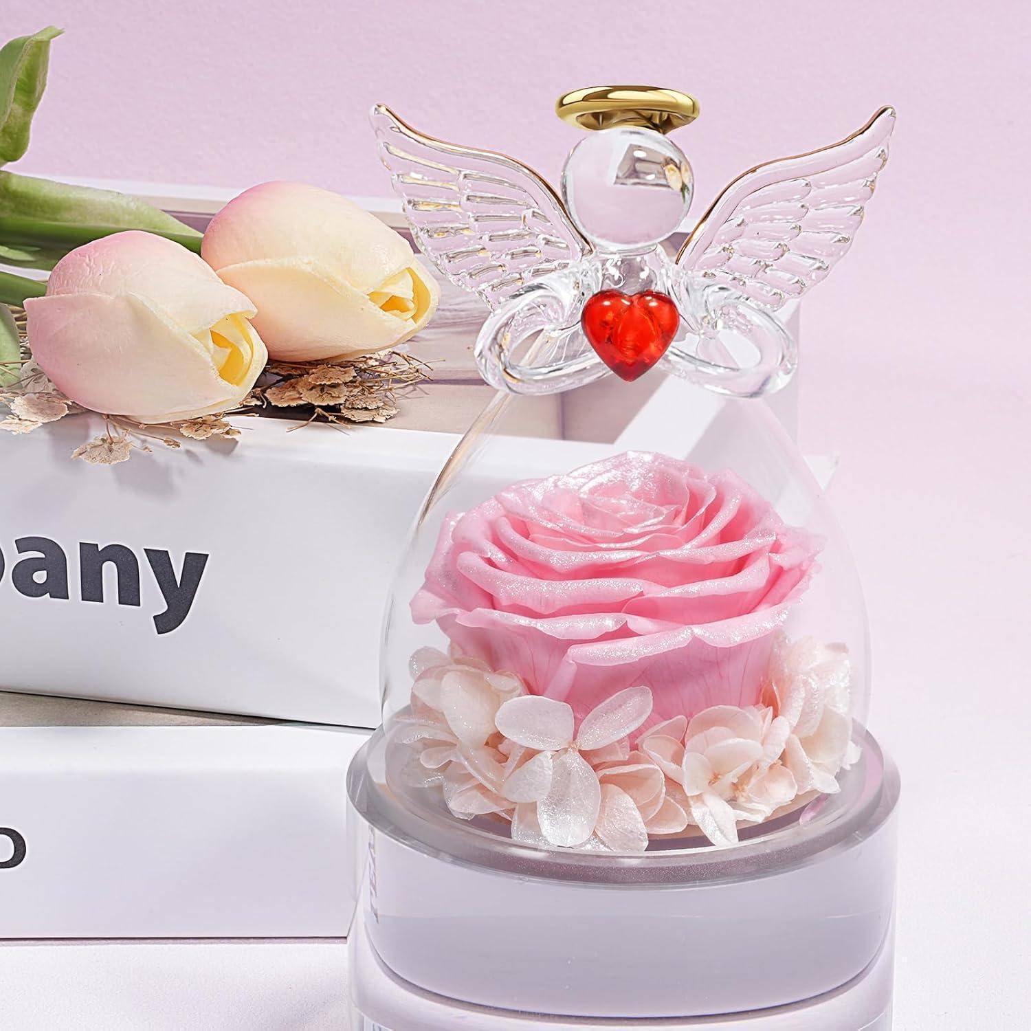 Figur Ewige Rose Schutzengel Geschenk Mama Freundin Glänzendes Pulver