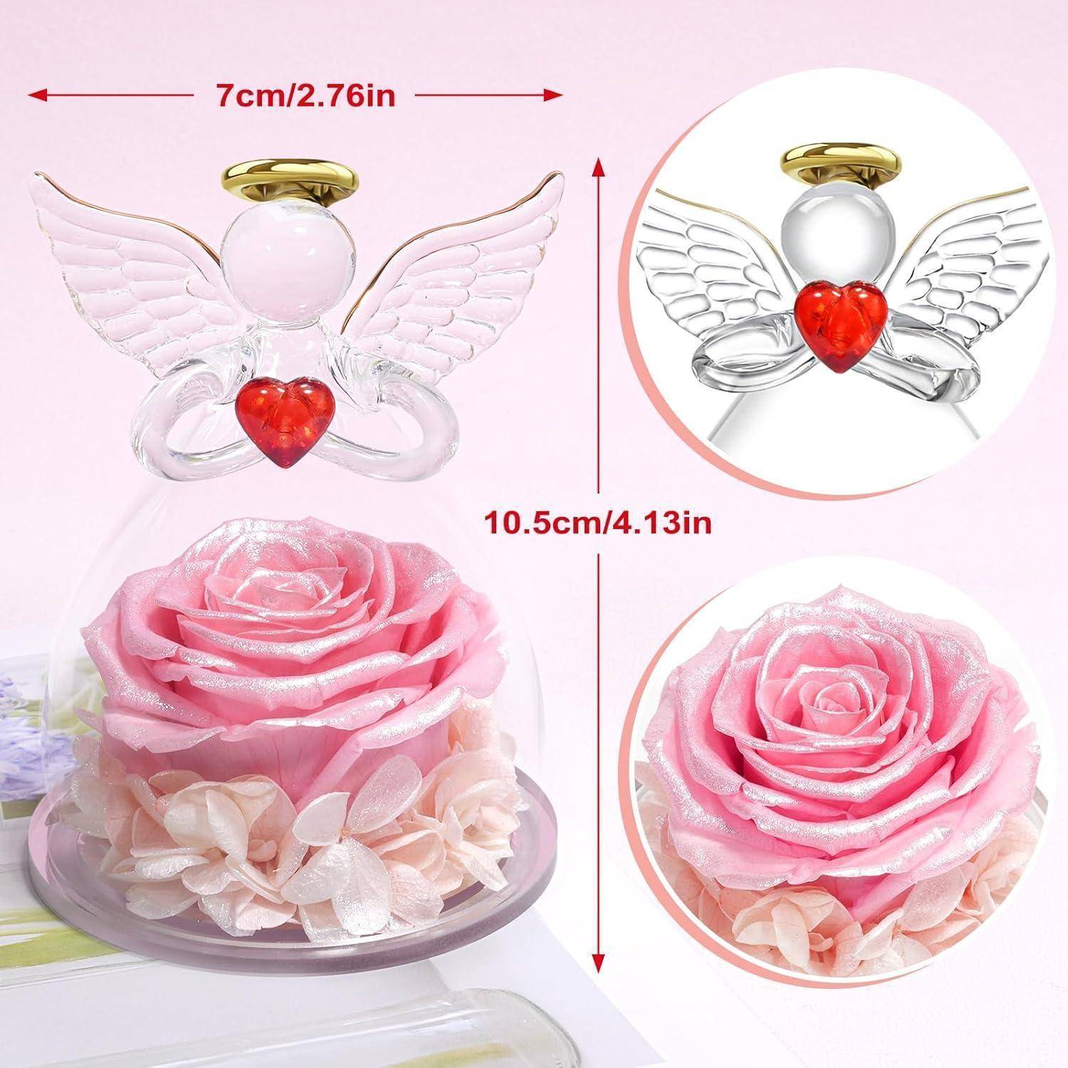 Figur Ewige Rose Schutzengel Geschenk Mama Freundin Glänzendes Pulver