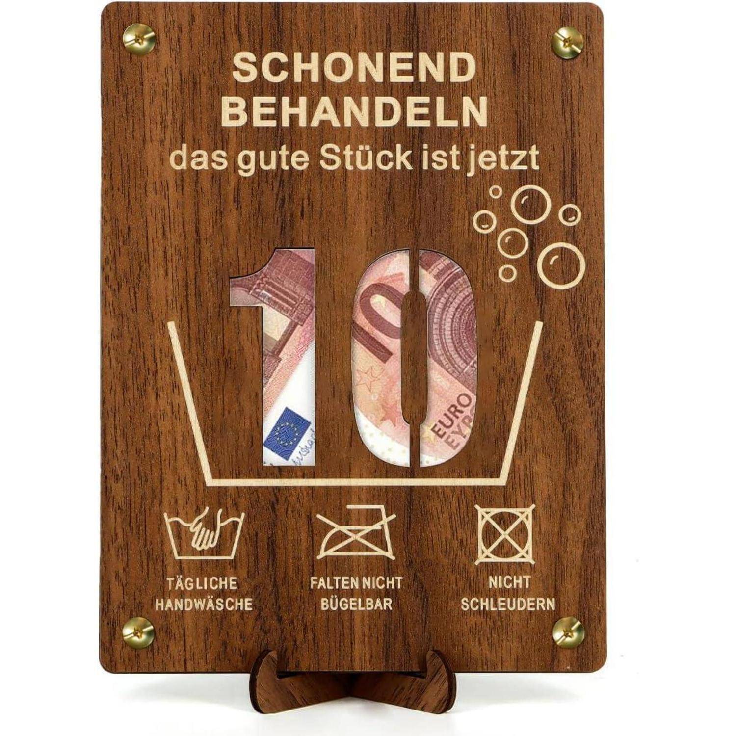 Geldgeschenk Holz Geburtstag 10 Mädchen Junge Karte Deko N10