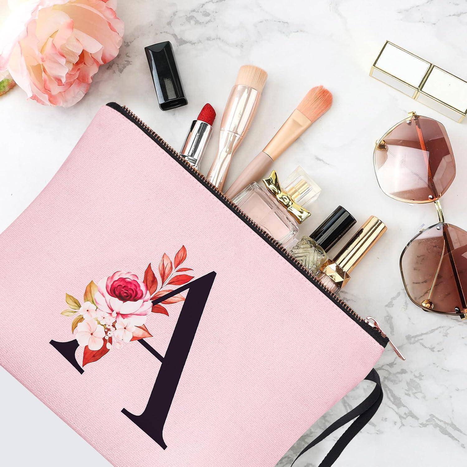 Kosmetiktasche personalisierte AZ Frauen Brautjungfern Pink A