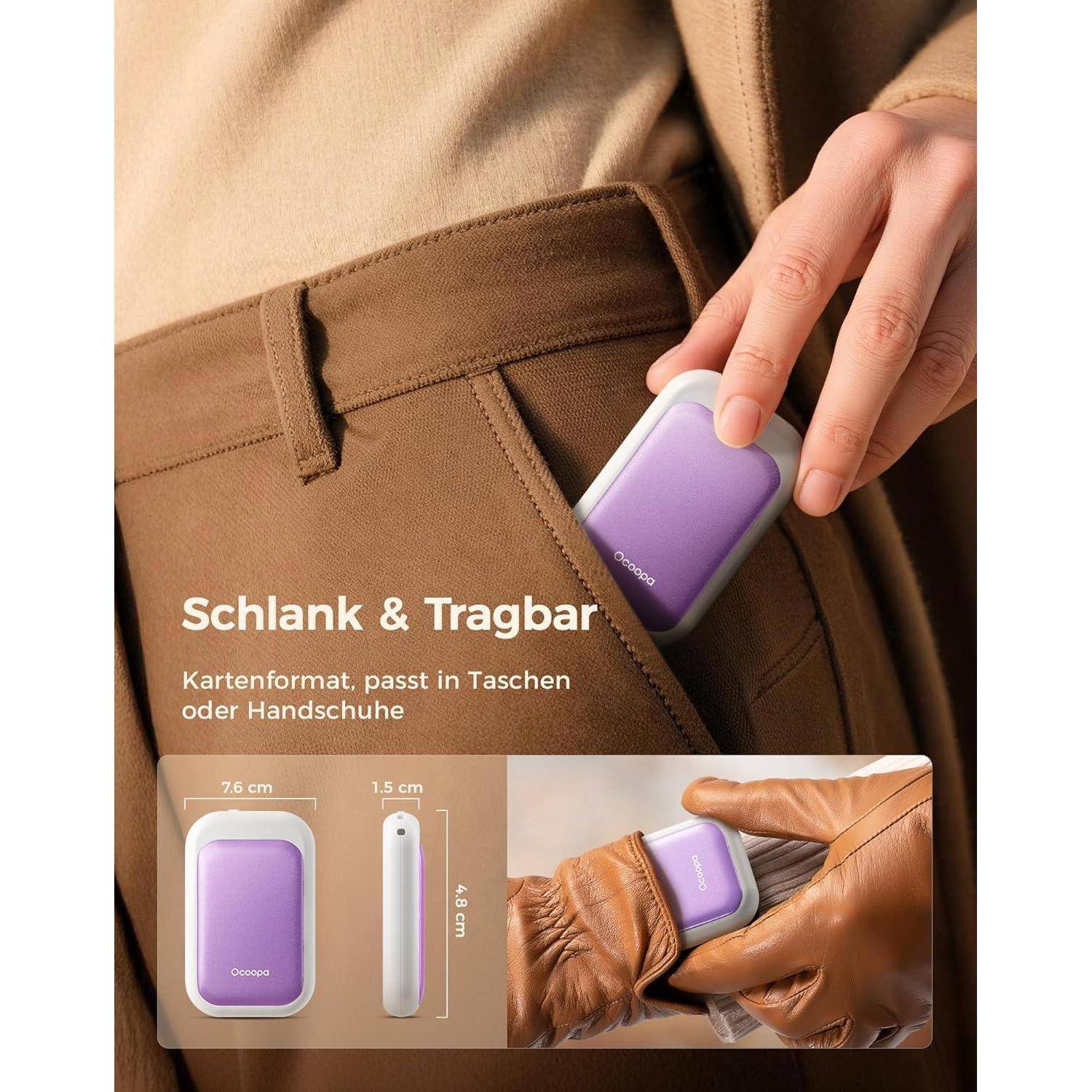 Handwärmer magnetisch wiederaufladbar 2erPack Damen Weiß Violett