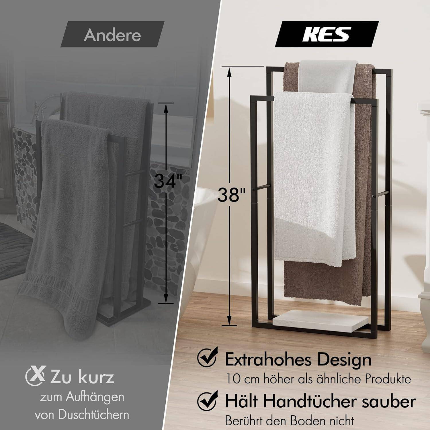 Handtuchhalter-Vergleich: Der rechte Halter hält Handtücher in 38