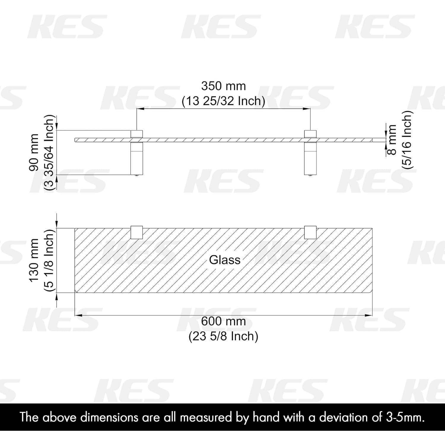 Duschablage Glasregal 8mm Hartglas Regalhalter 2 Stück 60 CM Poliert