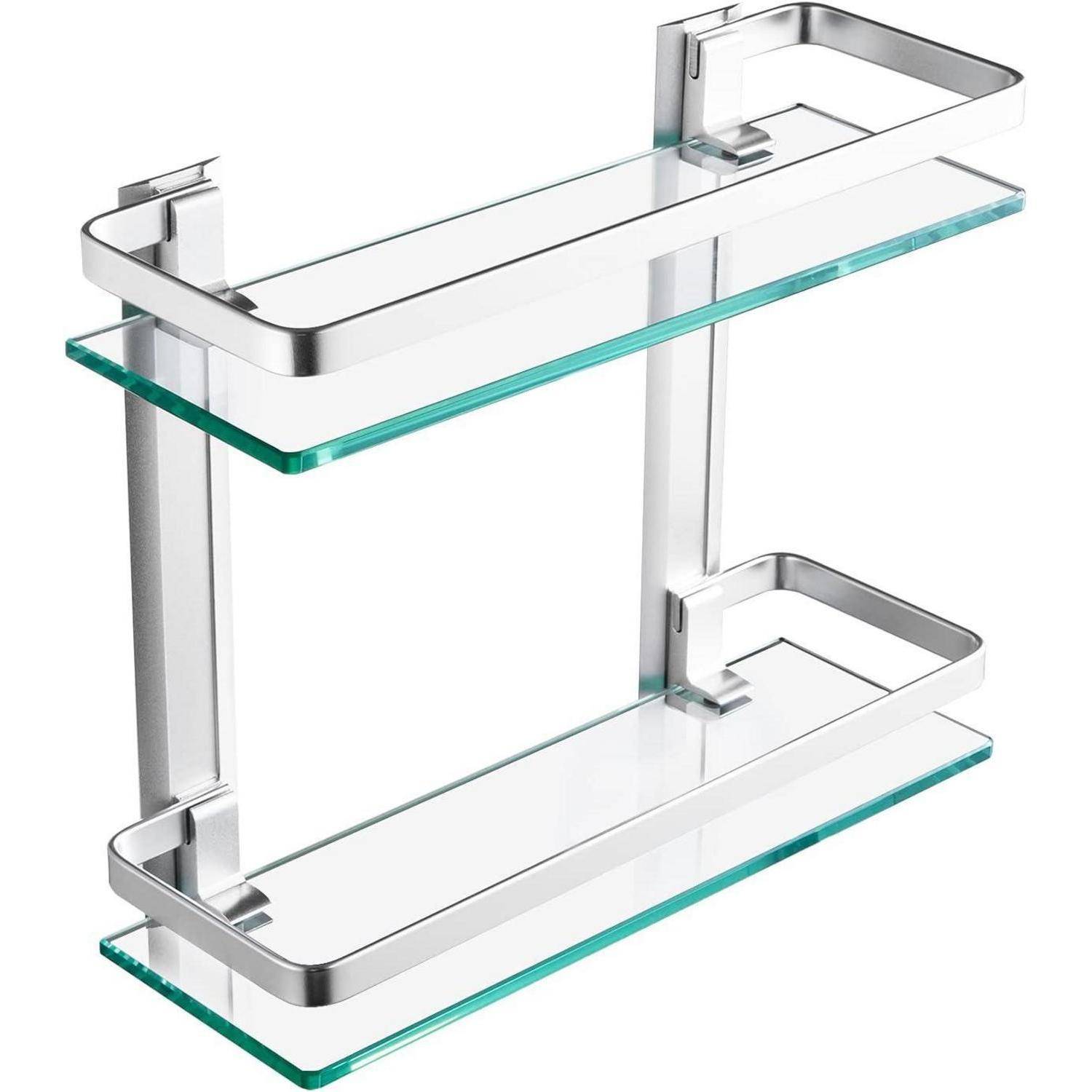 Glasregal Duschablage 8mm Hartglas Wandmontage Aluminium Silber