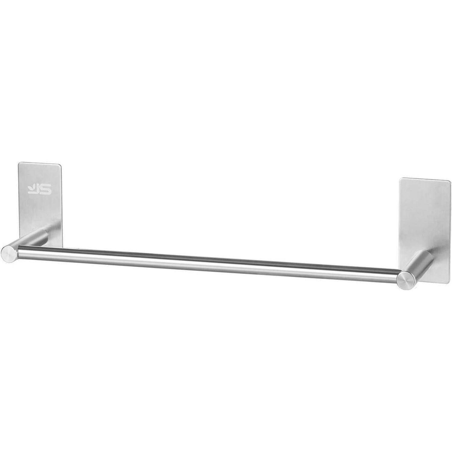Eine elegante, silberne Wandhandtuchstange mit quadratischen Endplatten, konzipiert für moderne Badezimmer.