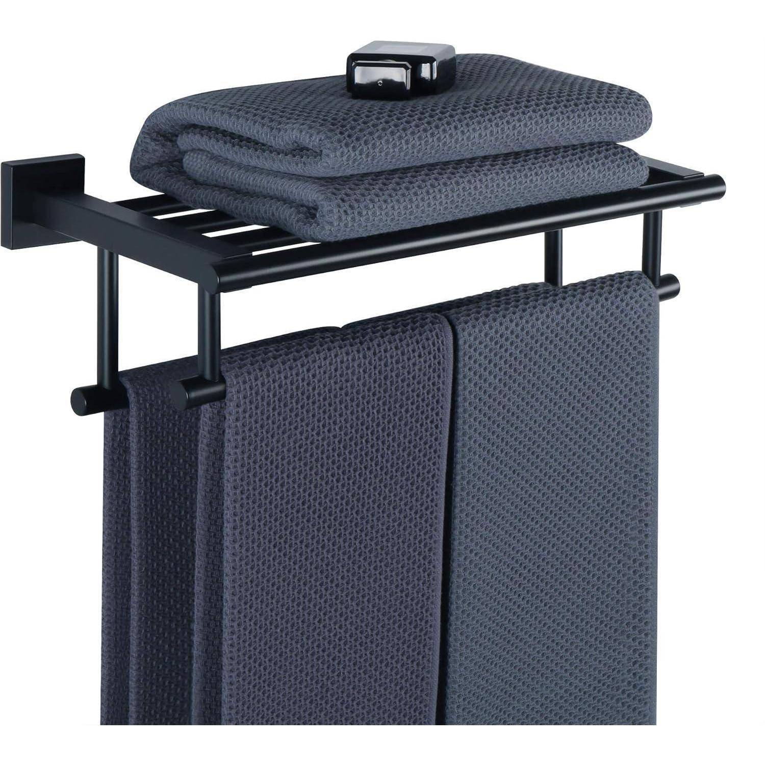 Handtuchhalter Doppel Edelstahl Bohren Bad Küche Schwarz 40cm