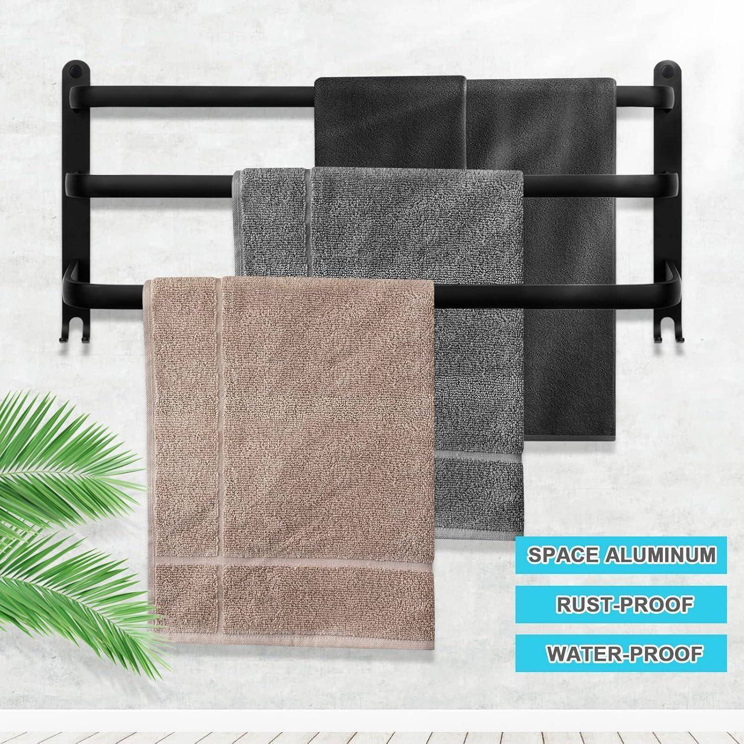 Handtuchhalter schwarz ohne Bohren Haken 3stoeckig 60cm