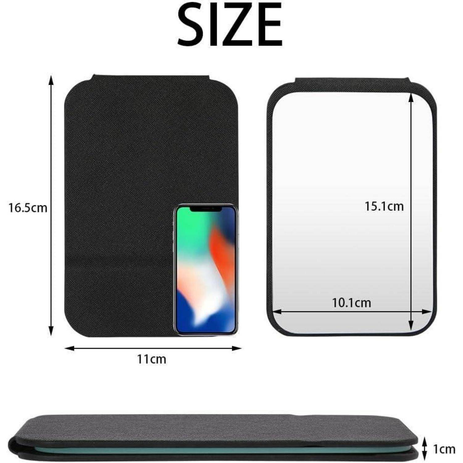 Größe des Handyhalters mit Abmessungen: 16,5 cm x 11 cm für die Matte, 15,1 cm x 10,1 cm für den Handyeinschub. Die Dicke beträgt 1 cm.