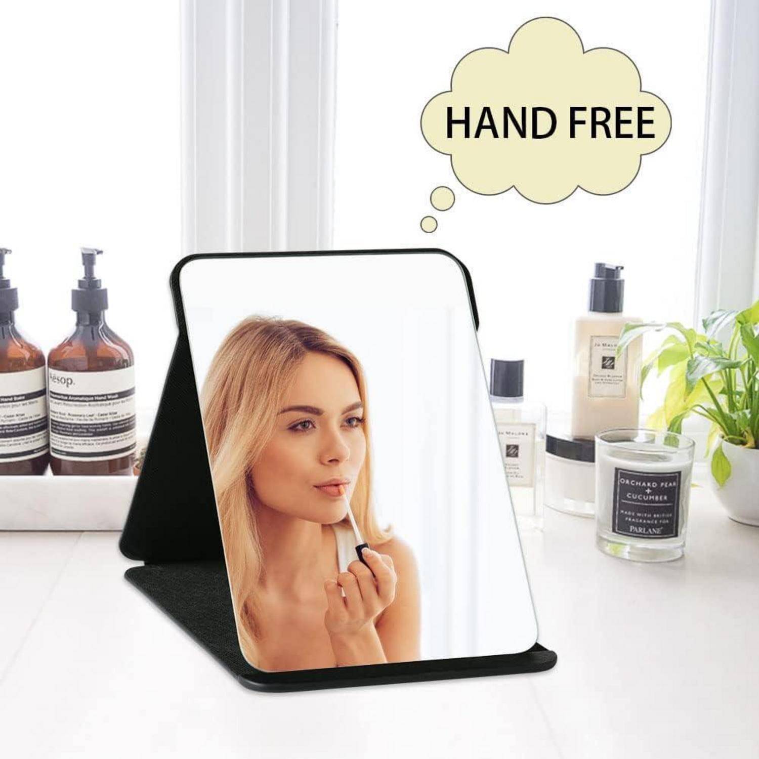 Reisespiegel klappbar tragbar Kosmetikspiegel Schwarz 30L x 20B cm