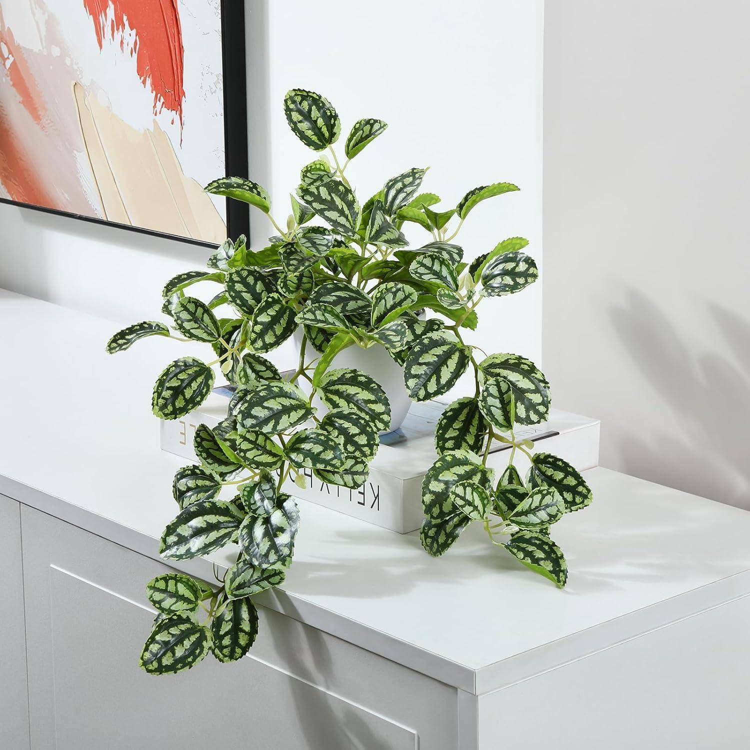 Kunstpflanze 38cm Deko Wohnzimmer Balkon Tischdeko 1 Stück dunkelgrün