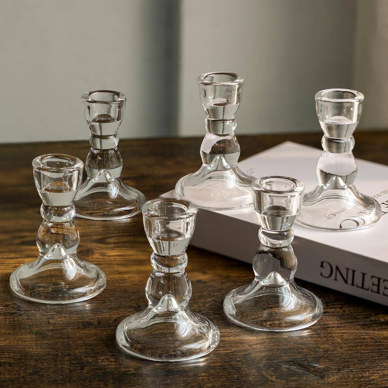 Glas Kerzenhalter Stabkerzen 20 Stück klar elegant Hochzeit