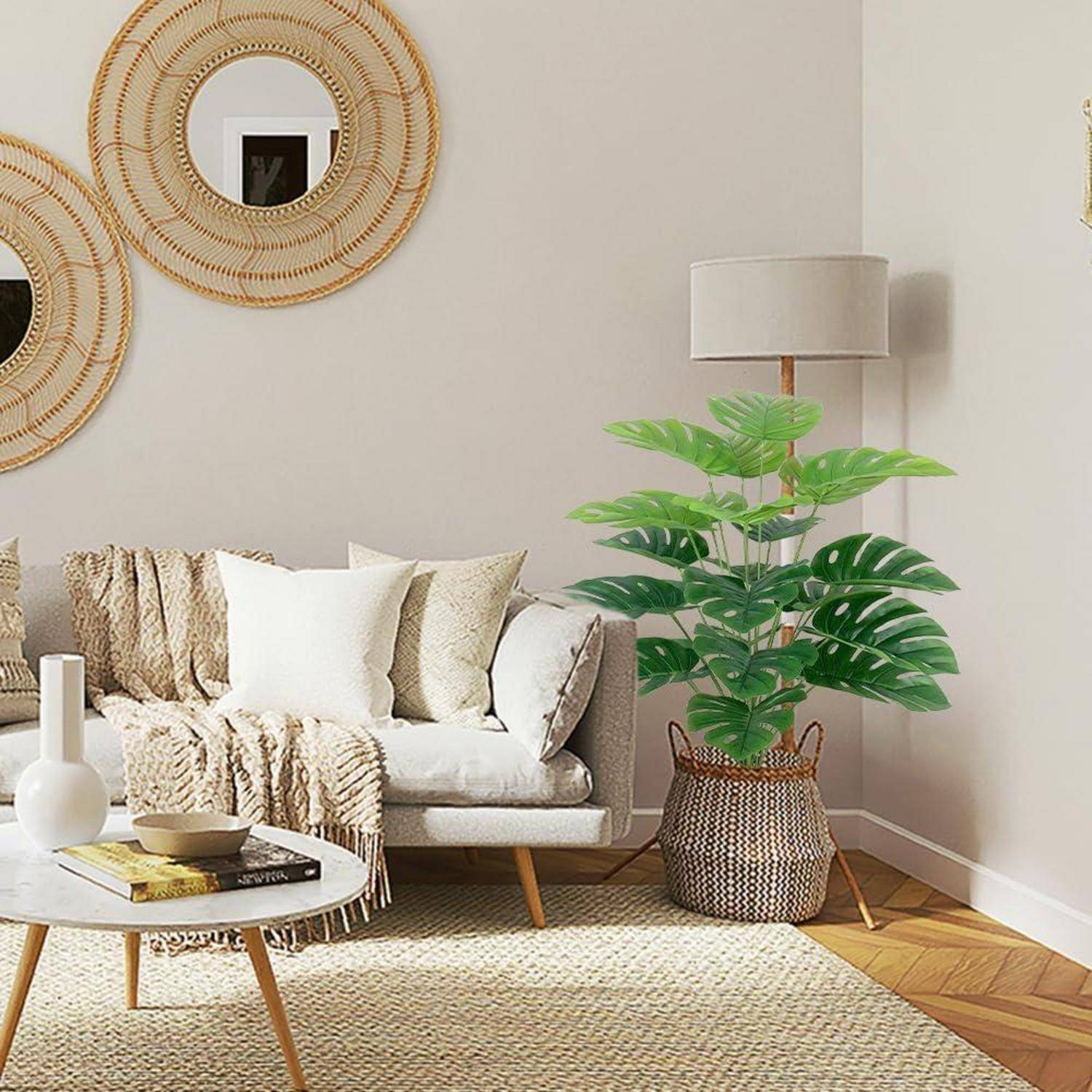 Kunstpflanzen Set 2 Plastik Pflanze Extra Groß Künstliche Monstera