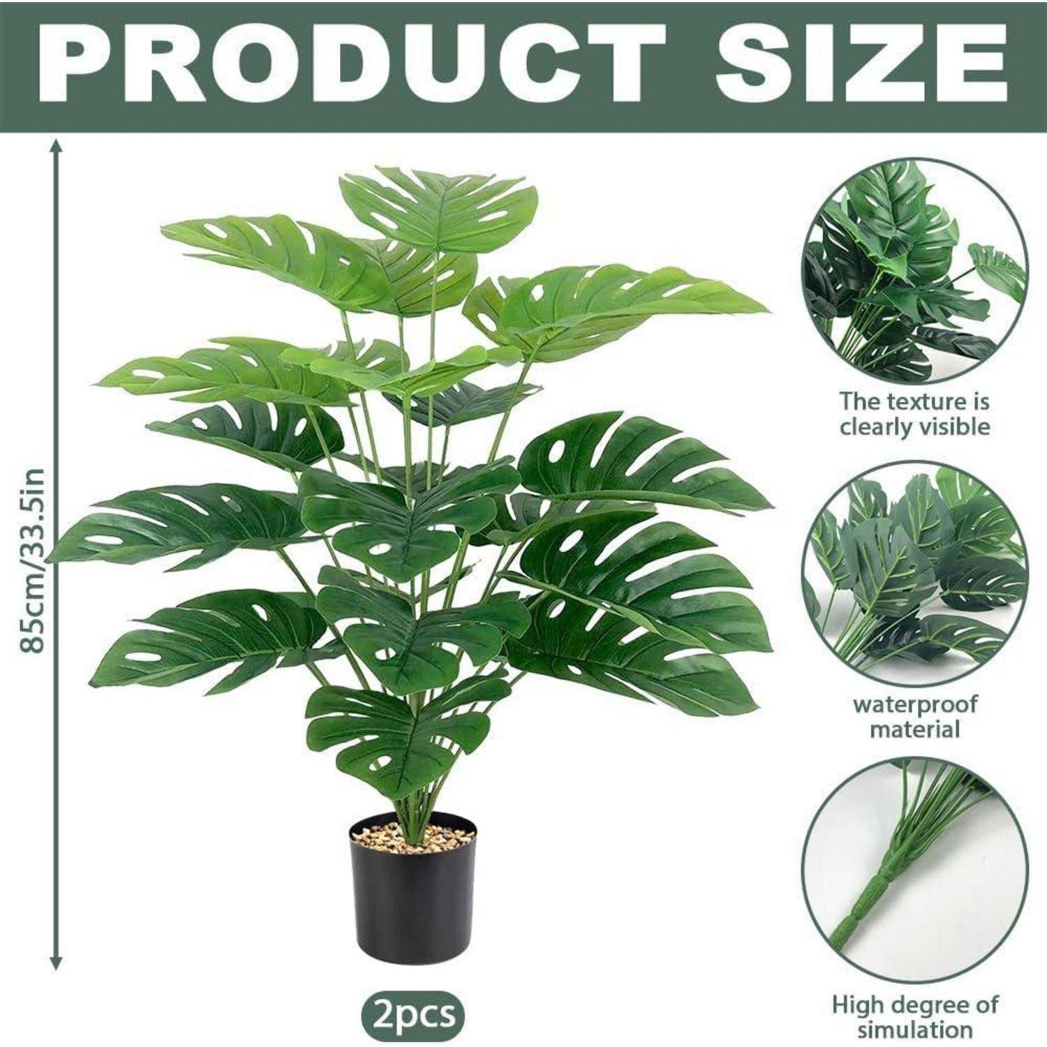 Kunstpflanzen Set 2 Plastik Pflanze Extra Groß Künstliche Monstera