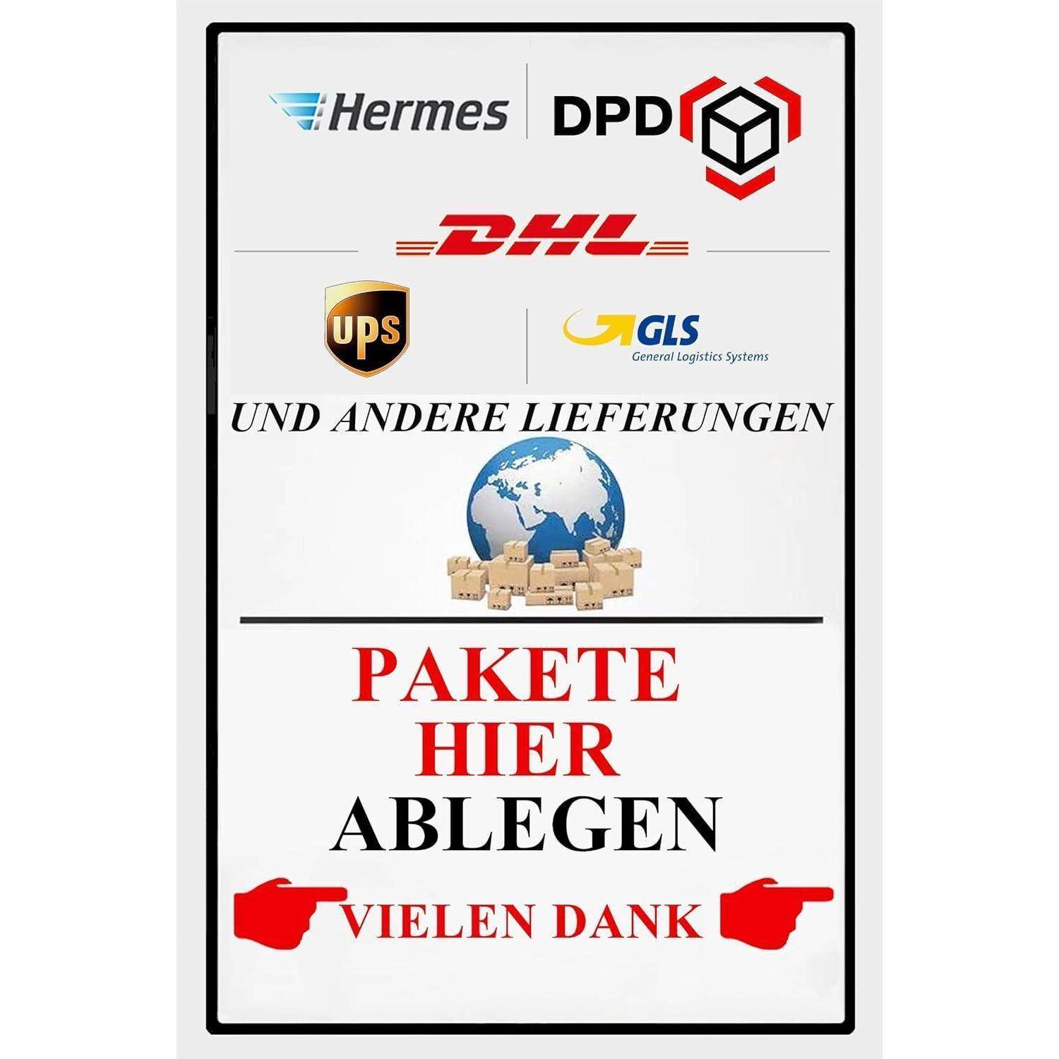 Metallschild Pakete Hier Ablegen 20x30cm Dekor weiss &amp; rote