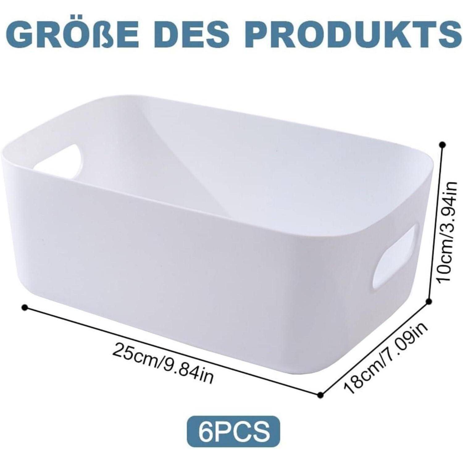 Aufbewahrungsbox Kunststoff Griff Schublade Weiß 6 Stück 25*16,5*10cm
