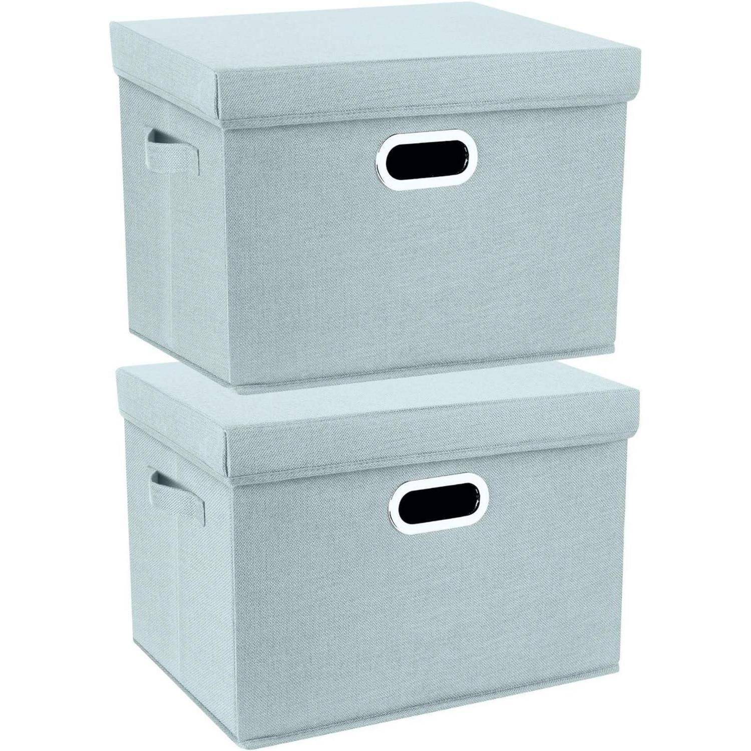 Aufbewahrungsbox Deckel Stoff faltbar waschbar 2-Stück Aqua Spring